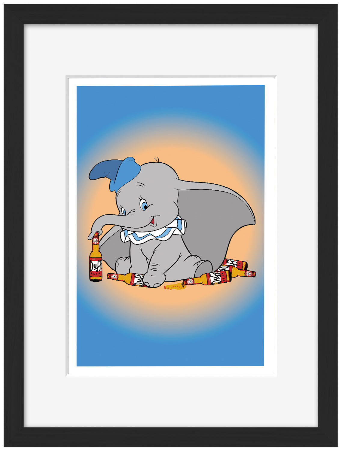 Dumbo DuffBeer-cartoons, print-Framed Print-30 x 40 cm-BLUE SHAKER