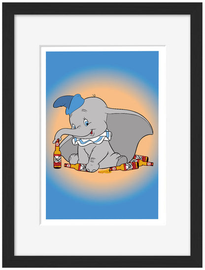 Dumbo DuffBeer-cartoons, print-Framed Print-30 x 40 cm-BLUE SHAKER