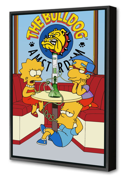 Simpson Bang-cartoons, print-Canvas Print with Box Frame-40 x 60 cm-BLUE SHAKER