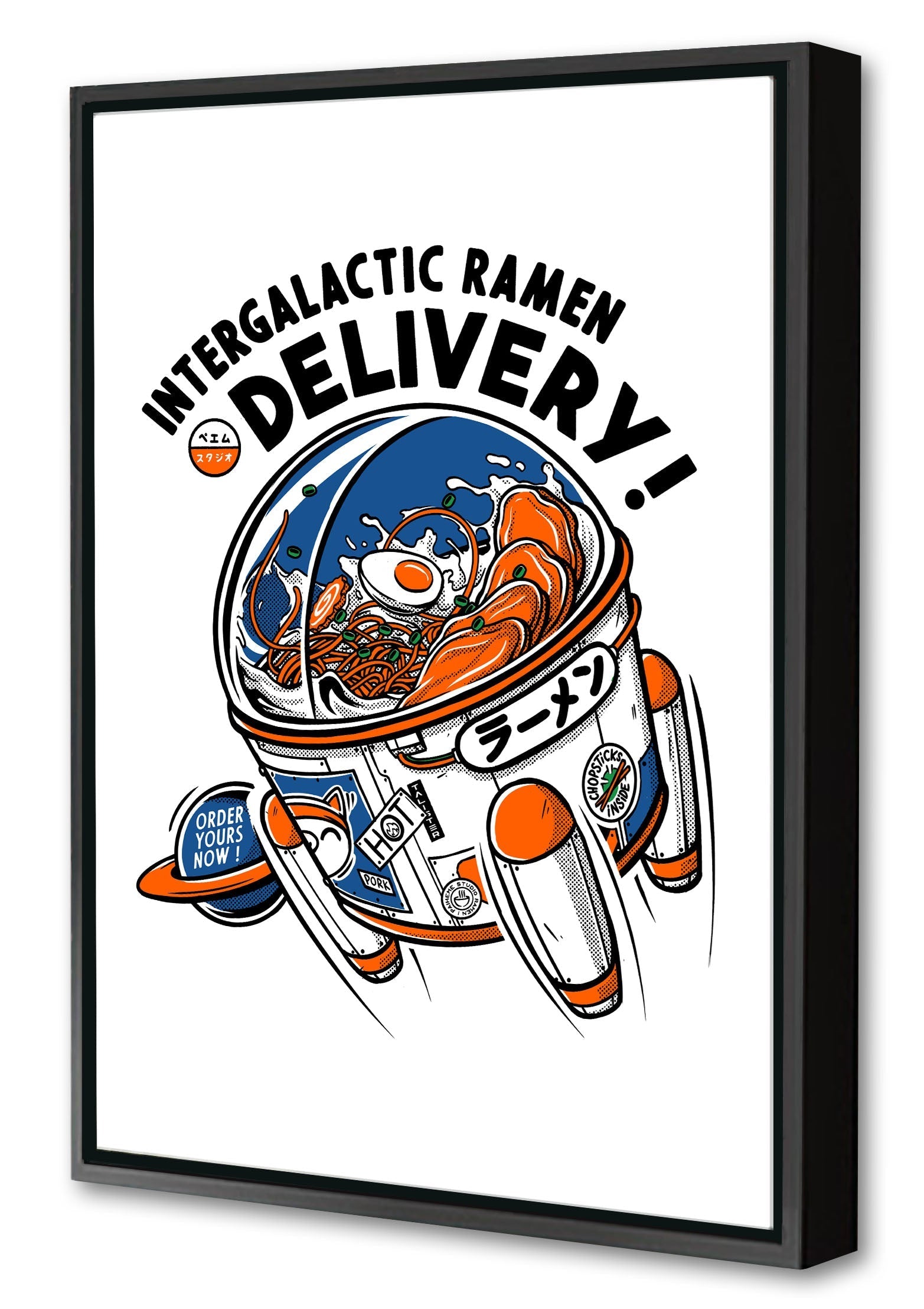 Intergalactic Delivery-paiheme-studio, print-Canvas Print with Box Frame-40 x 60 cm-BLUE SHAKER