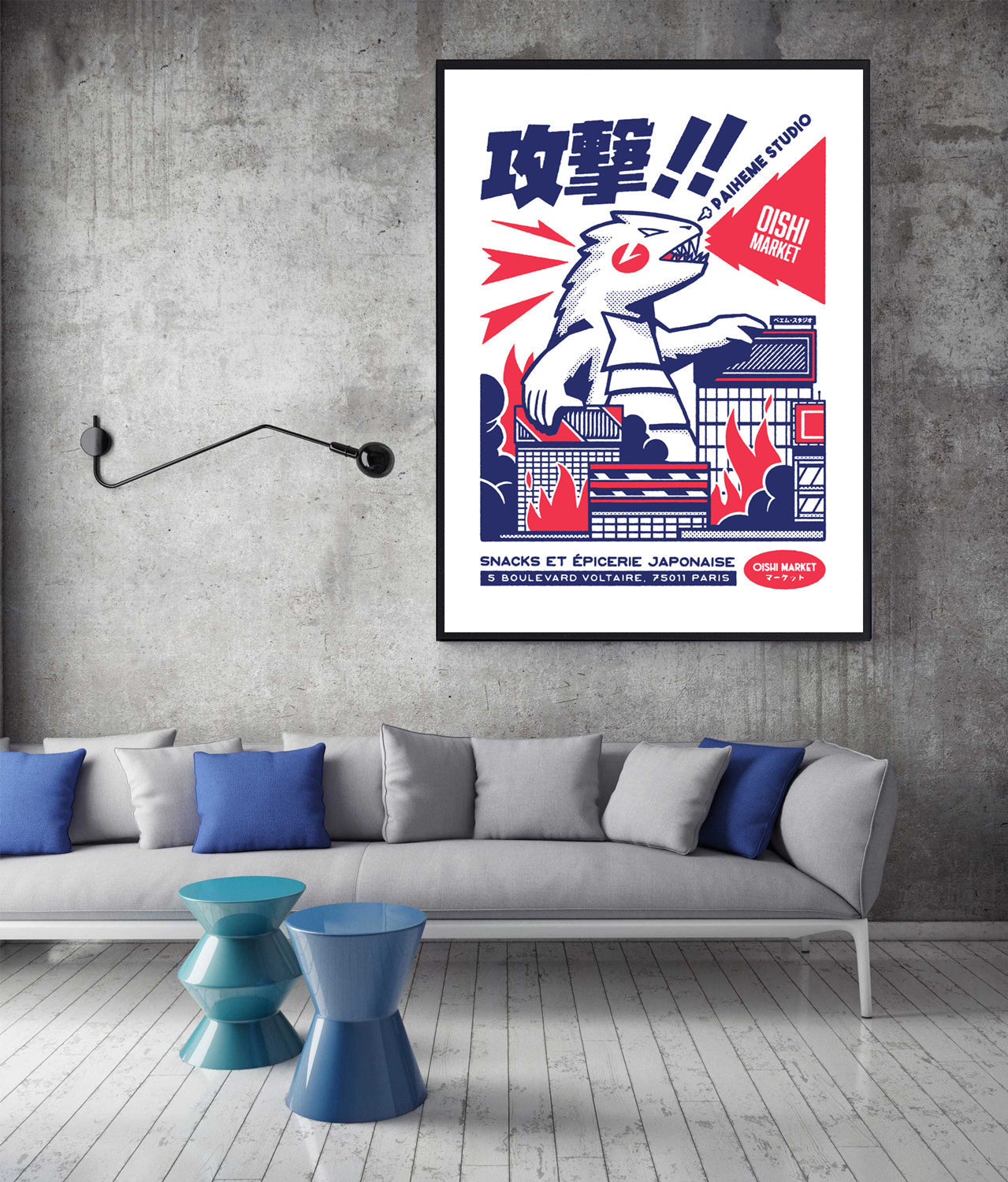 Kaiju Attack-paiheme-studio, print-BLUE SHAKER