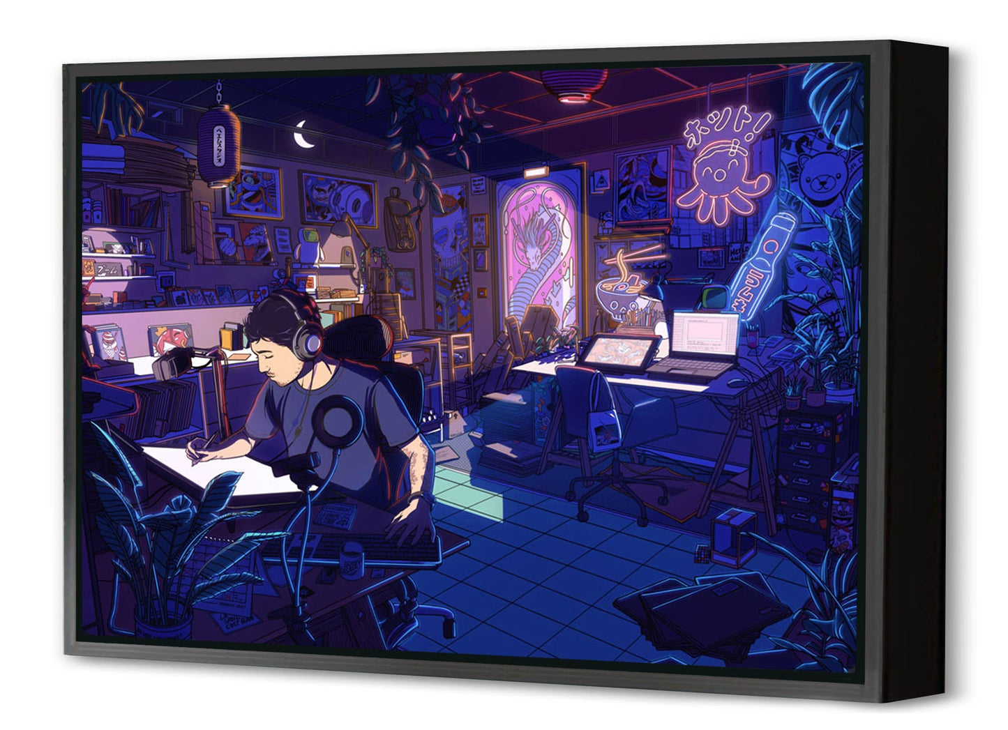 Studio Neons-paiheme-studio, print-Canvas Print with Box Frame-40 x 60 cm-BLUE SHAKER