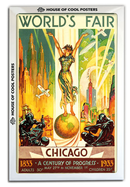 World Fair CHICAGO 1933-expositions, print-BLUE SHAKER