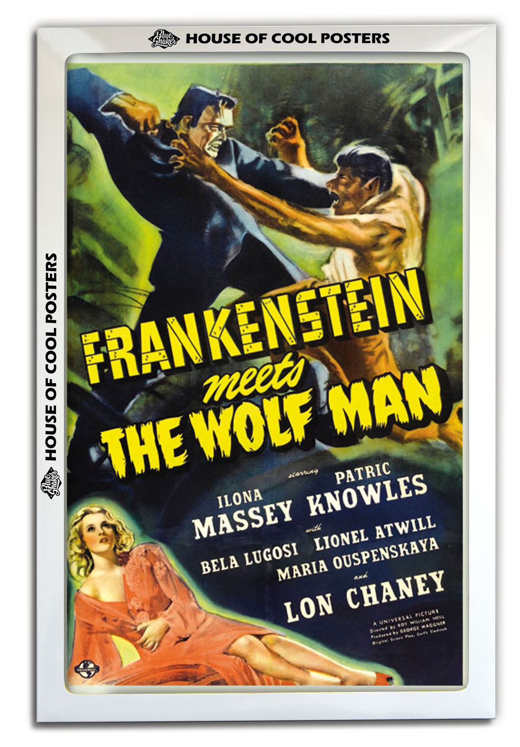 Frankenstein meets the Wolf Man-movies, print-BLUE SHAKER