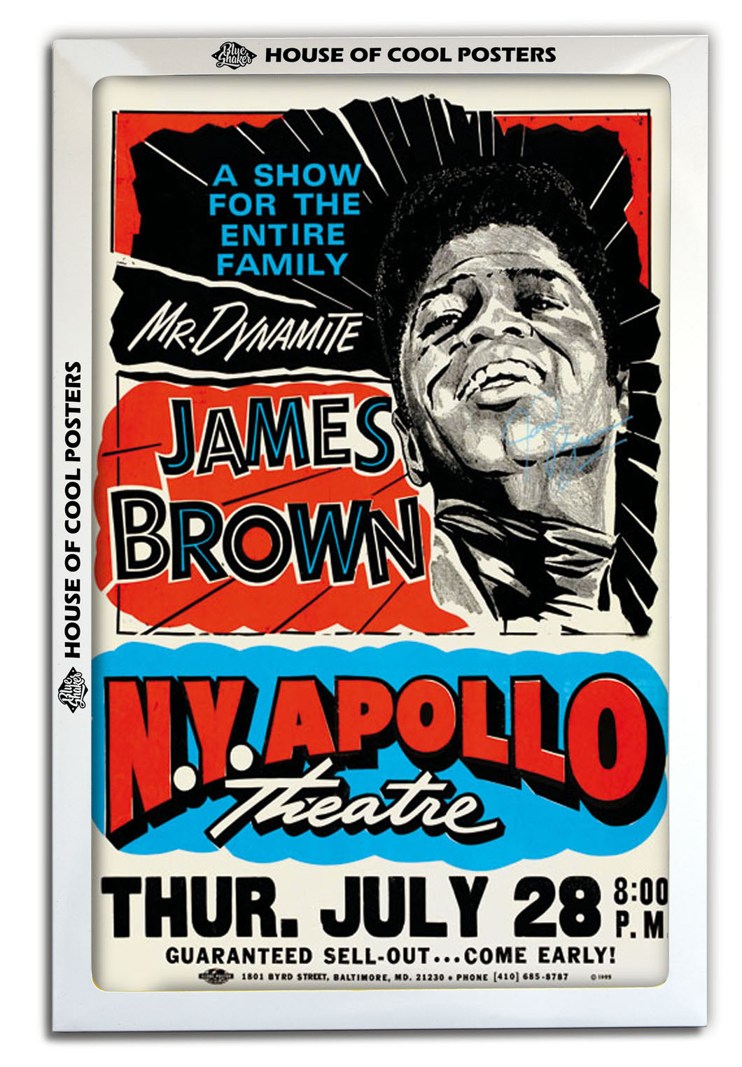 James Brown NY Apollo-concerts, print-BLUE SHAKER