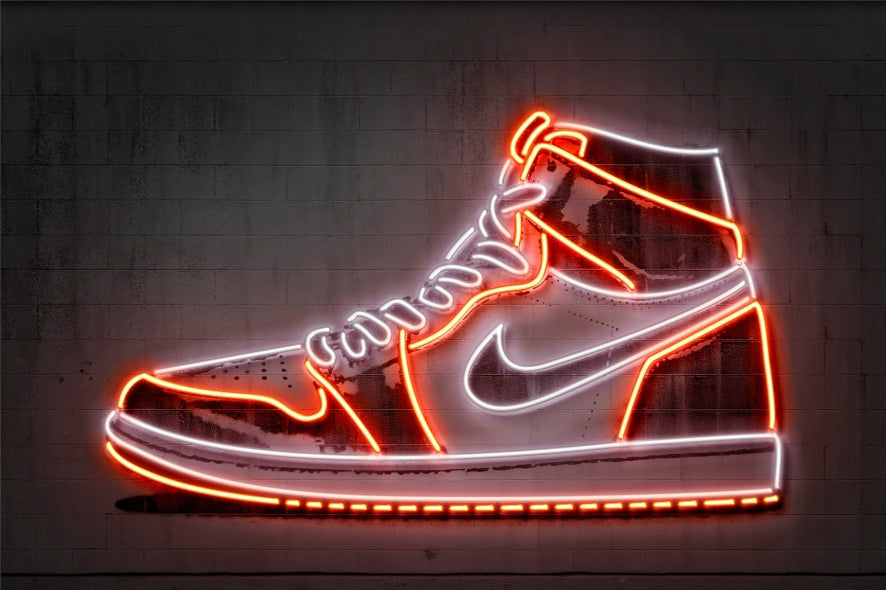 Jordan Sneaker-alt, neon-art, print-Print-30 x 40 cm-BLUE SHAKER