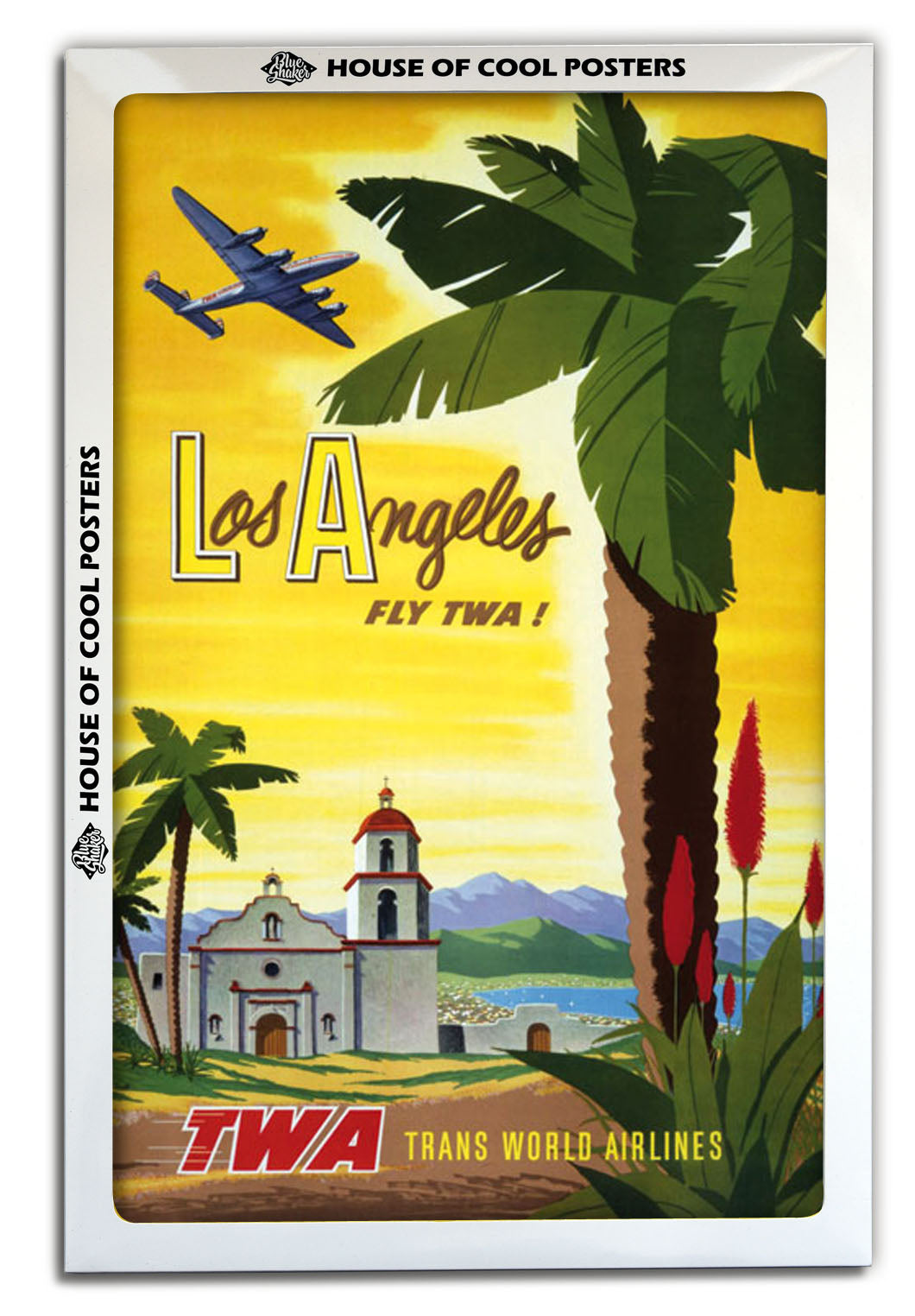 Los Angeles TWA-airlines, print-BLUE SHAKER
