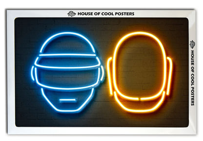 Daft Punk-alt, neon-art, print-BLUE SHAKER