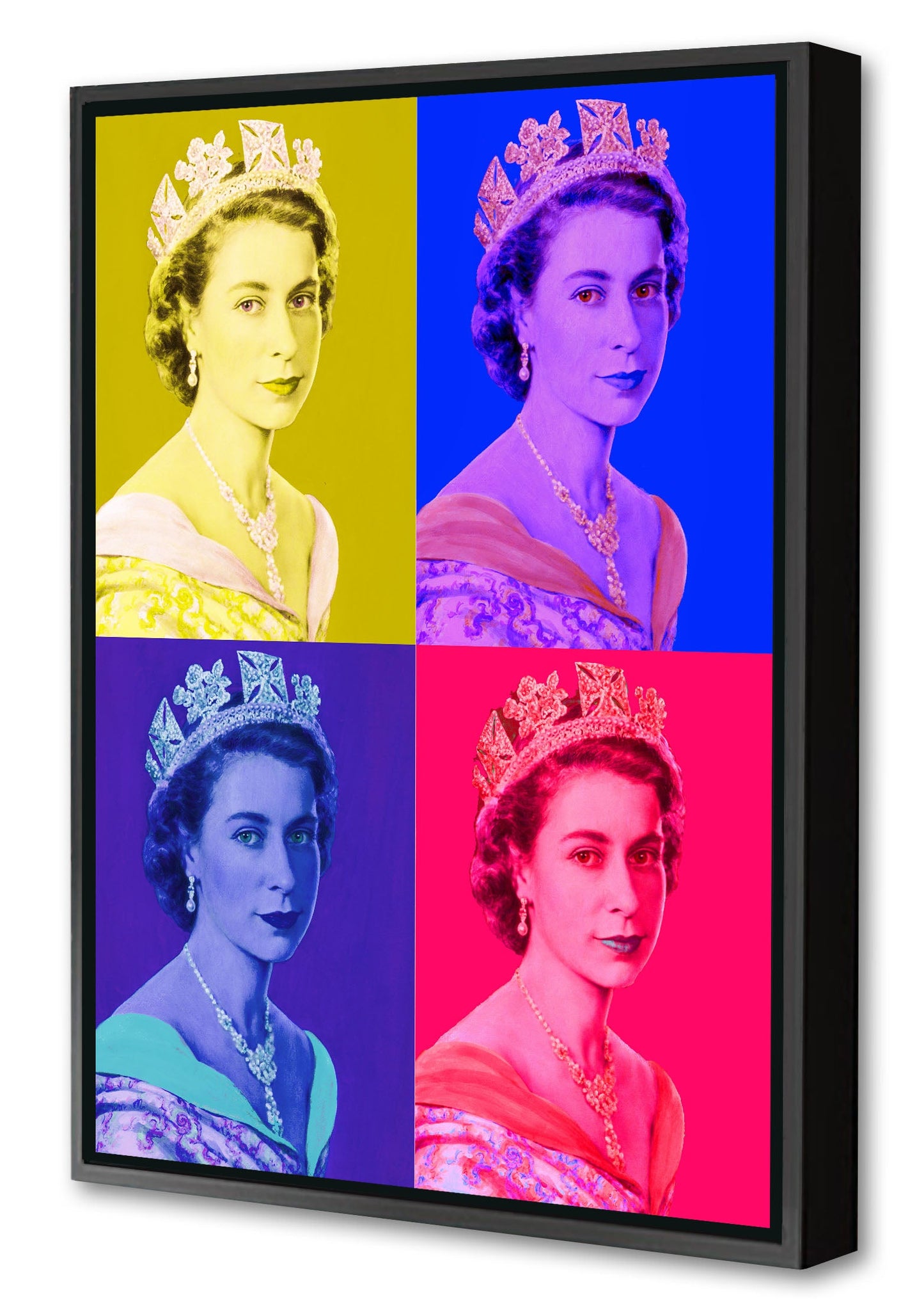 Queen Elizabeth-expositions, print-Canvas Print with Box Frame-40 x 60 cm-BLUE SHAKER