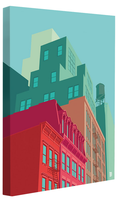 NYC Mulberry Street-print, remko-heemskerk-Canvas Print - 20 mm Frame-50 x 75 cm-BLUE SHAKER