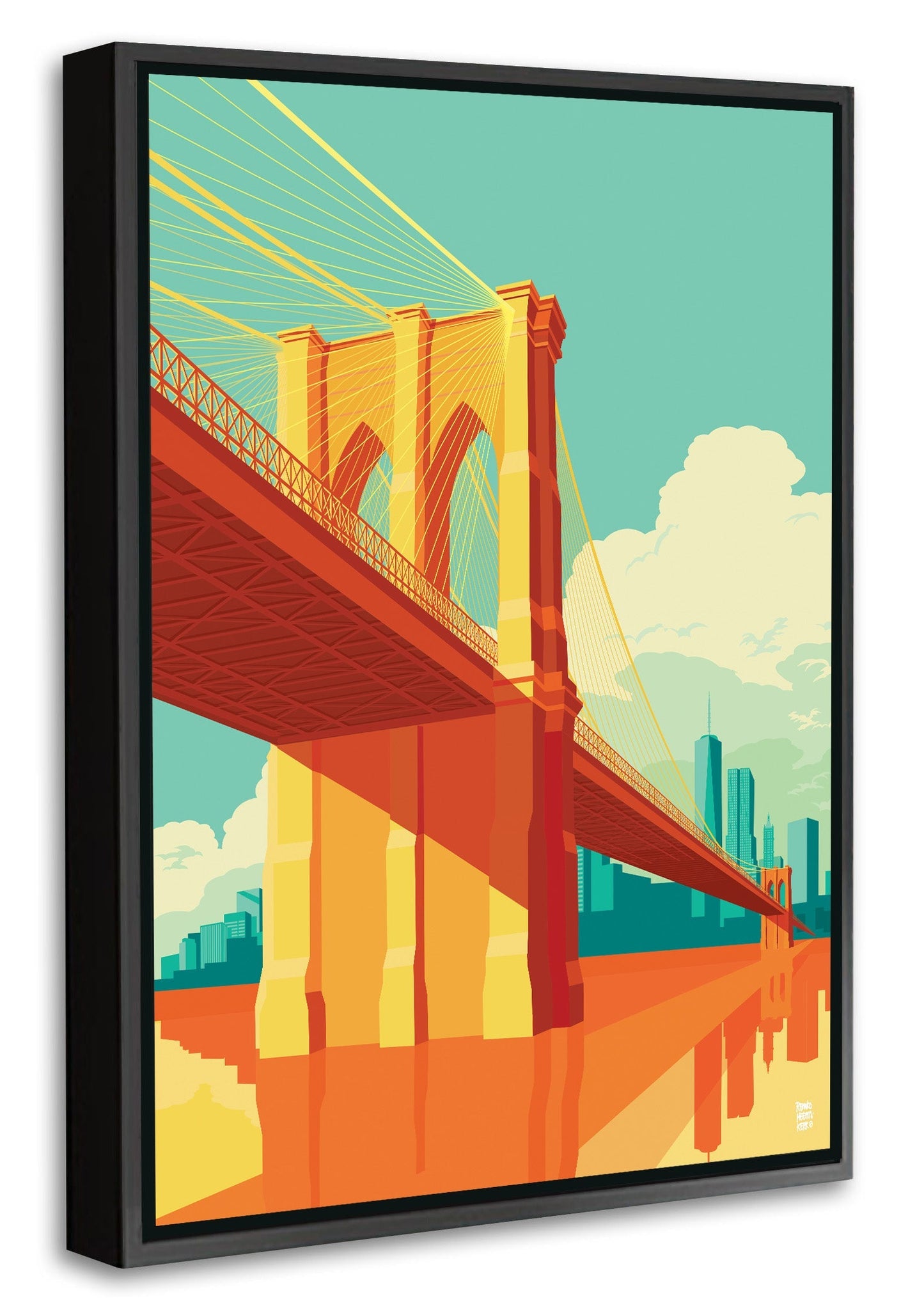 NYC Brooklyn Bridge-print, remko-heemskerk-Canvas Print with Box Frame-40 x 60 cm-BLUE SHAKER