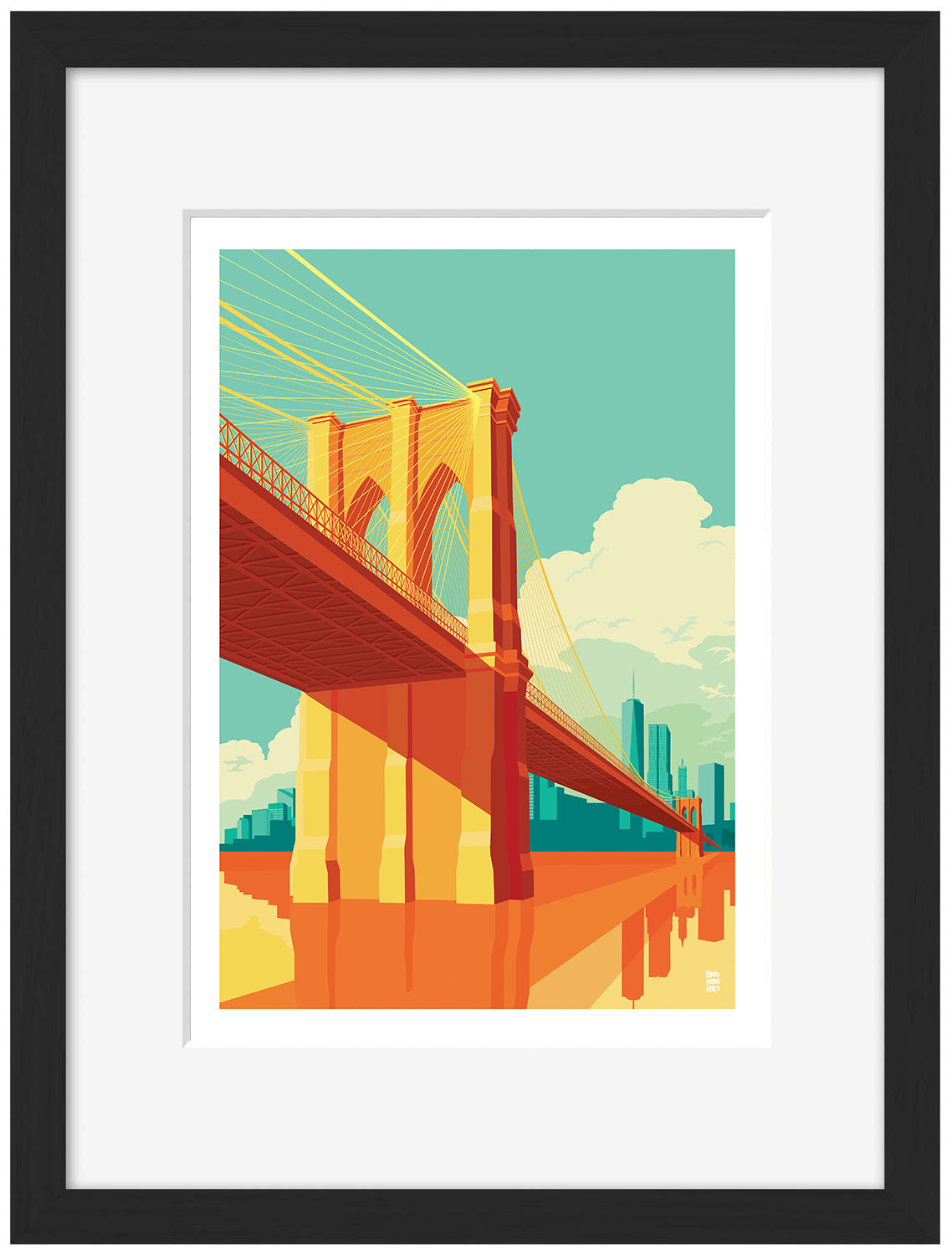 NYC Brooklyn Bridge-print, remko-heemskerk-Framed Print-30 x 40 cm-BLUE SHAKER