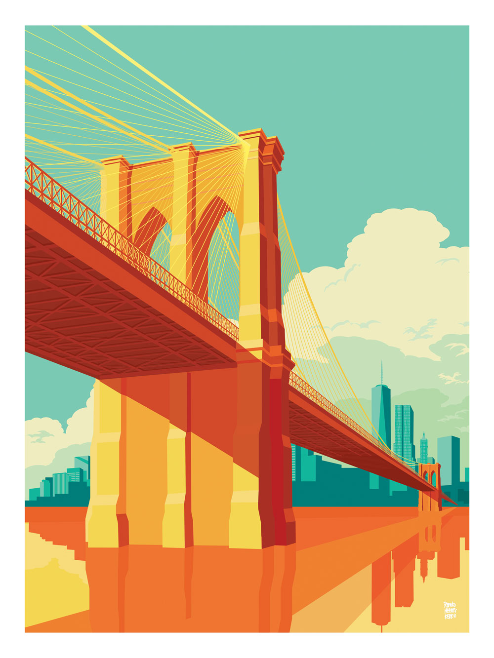NYC Brooklyn Bridge-print, remko-heemskerk-Print-30 x 40 cm-BLUE SHAKER