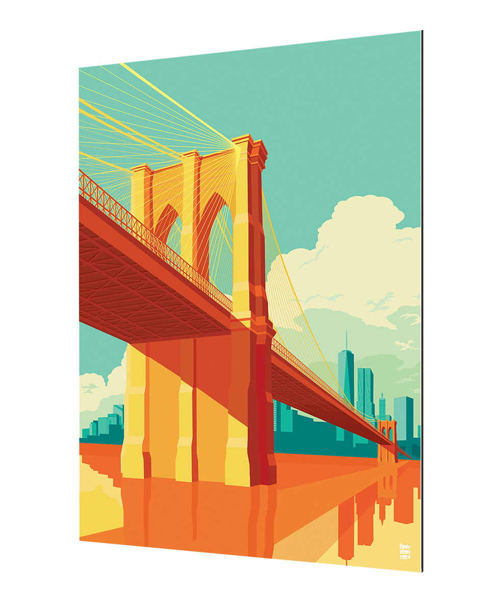 NYC Brooklyn Bridge-print, remko-heemskerk-Alu Dibond 3mm-40 x 60 cm-BLUE SHAKER