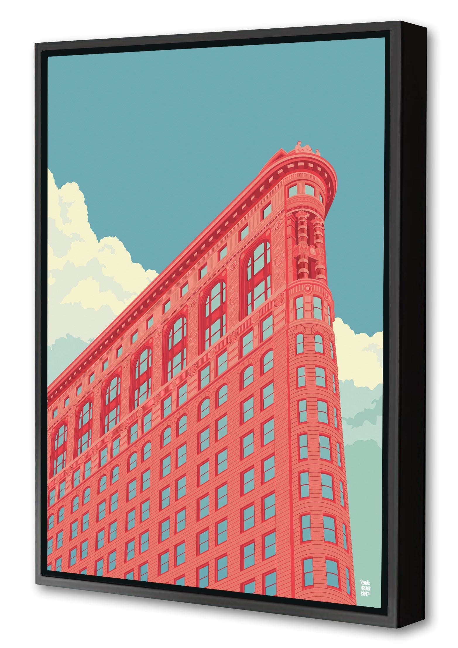 NYC Flatiron Building-print, remko-heemskerk-Canvas Print with Box Frame-40 x 60 cm-BLUE SHAKER