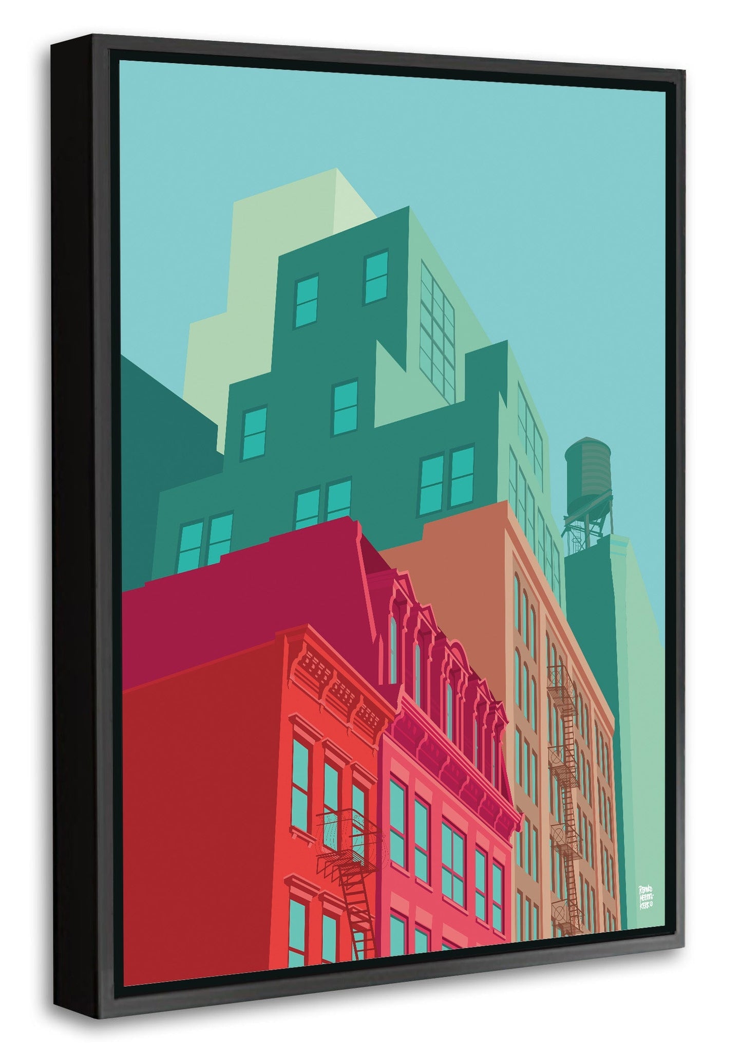 NYC Mulberry Street-print, remko-heemskerk-Canvas Print with Box Frame-40 x 60 cm-BLUE SHAKER
