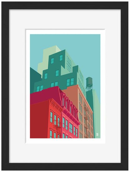 NYC Mulberry Street-print, remko-heemskerk-Framed Print-30 x 40 cm-BLUE SHAKER