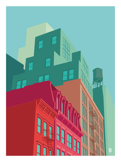 NYC Mulberry Street-print, remko-heemskerk-Print-30 x 40 cm-BLUE SHAKER