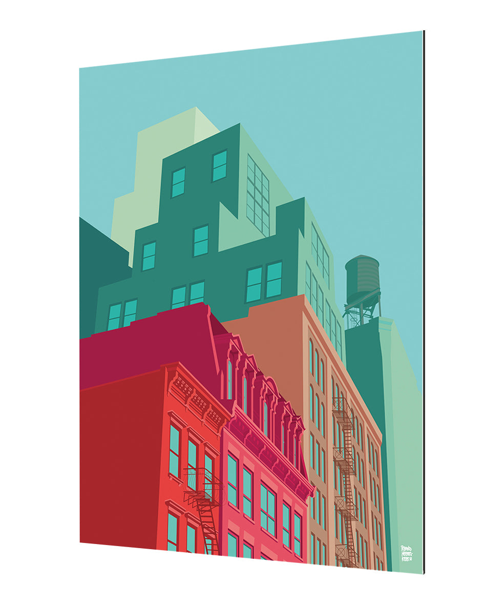 NYC Mulberry Street-print, remko-heemskerk-Alu Dibond 3mm-40 x 60 cm-BLUE SHAKER