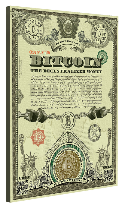 Bitcoin Is The New Money-print, ricardo-noble-Canvas Print - 20 mm Frame-40 x 60 cm-BLUE SHAKER