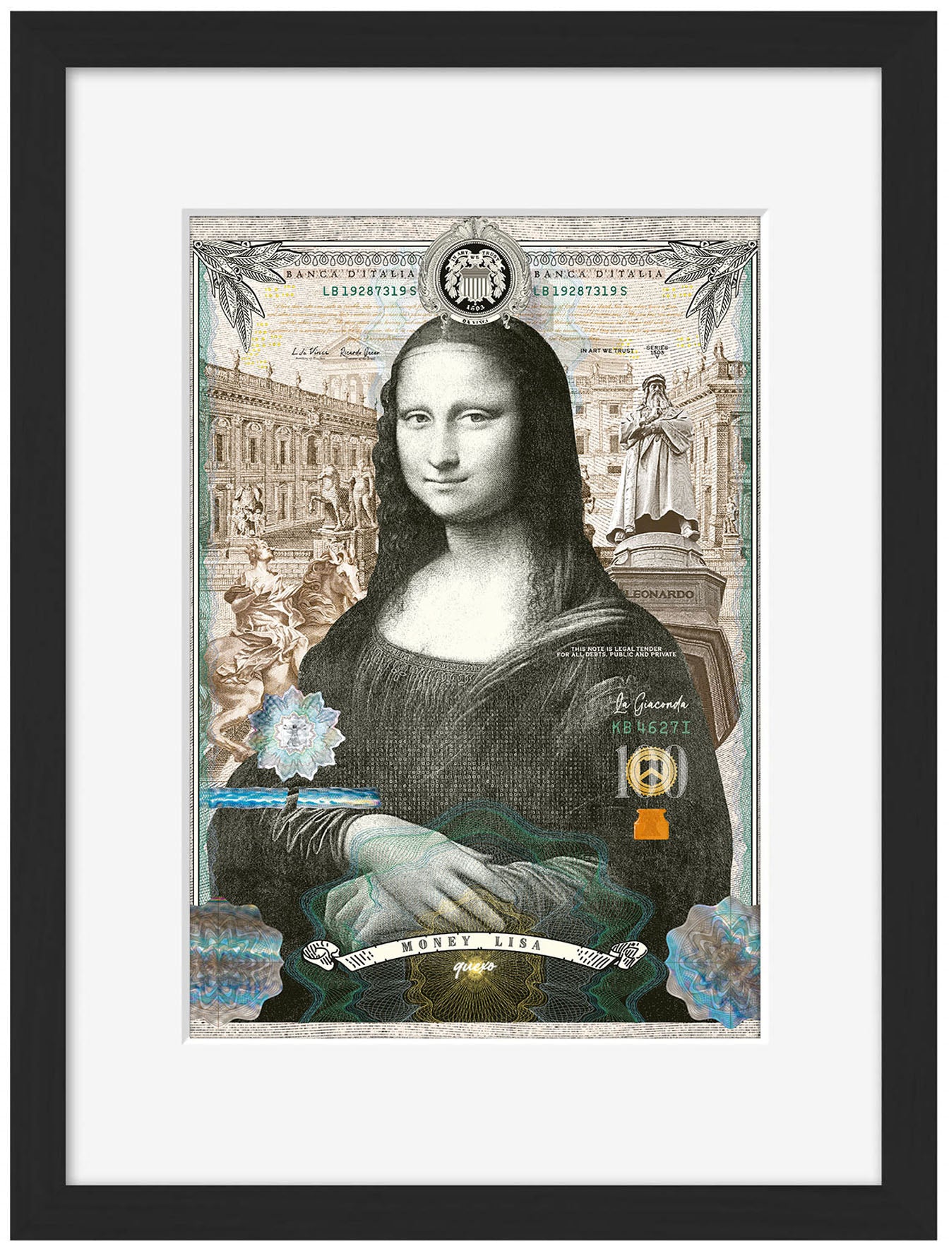 Money Lisa-print, ricardo-noble-Framed Print-30 x 40 cm-BLUE SHAKER