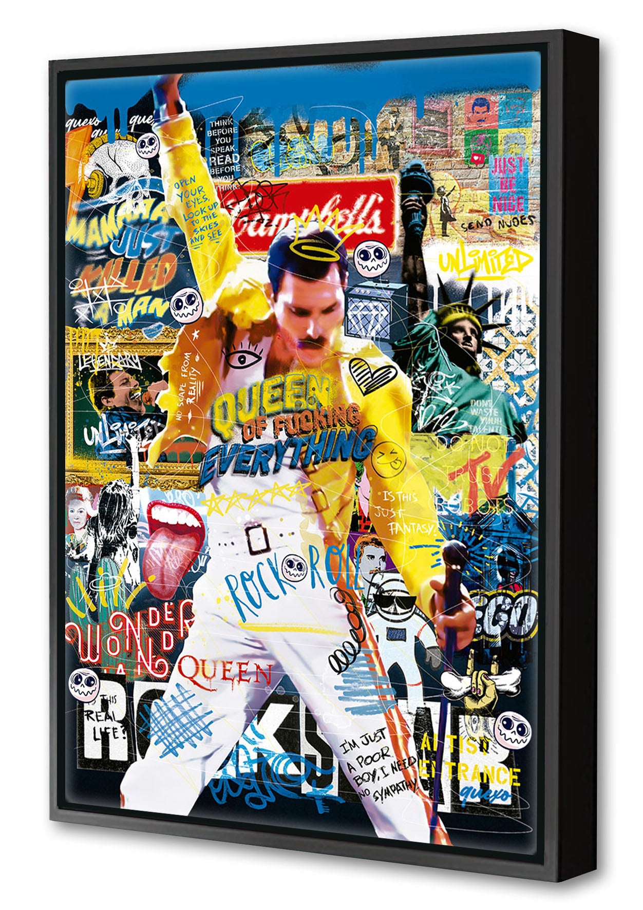 Queen of Fuc#1ng Everything-print, ricardo-noble-Canvas Print with Box Frame-40 x 60 cm-BLUE SHAKER