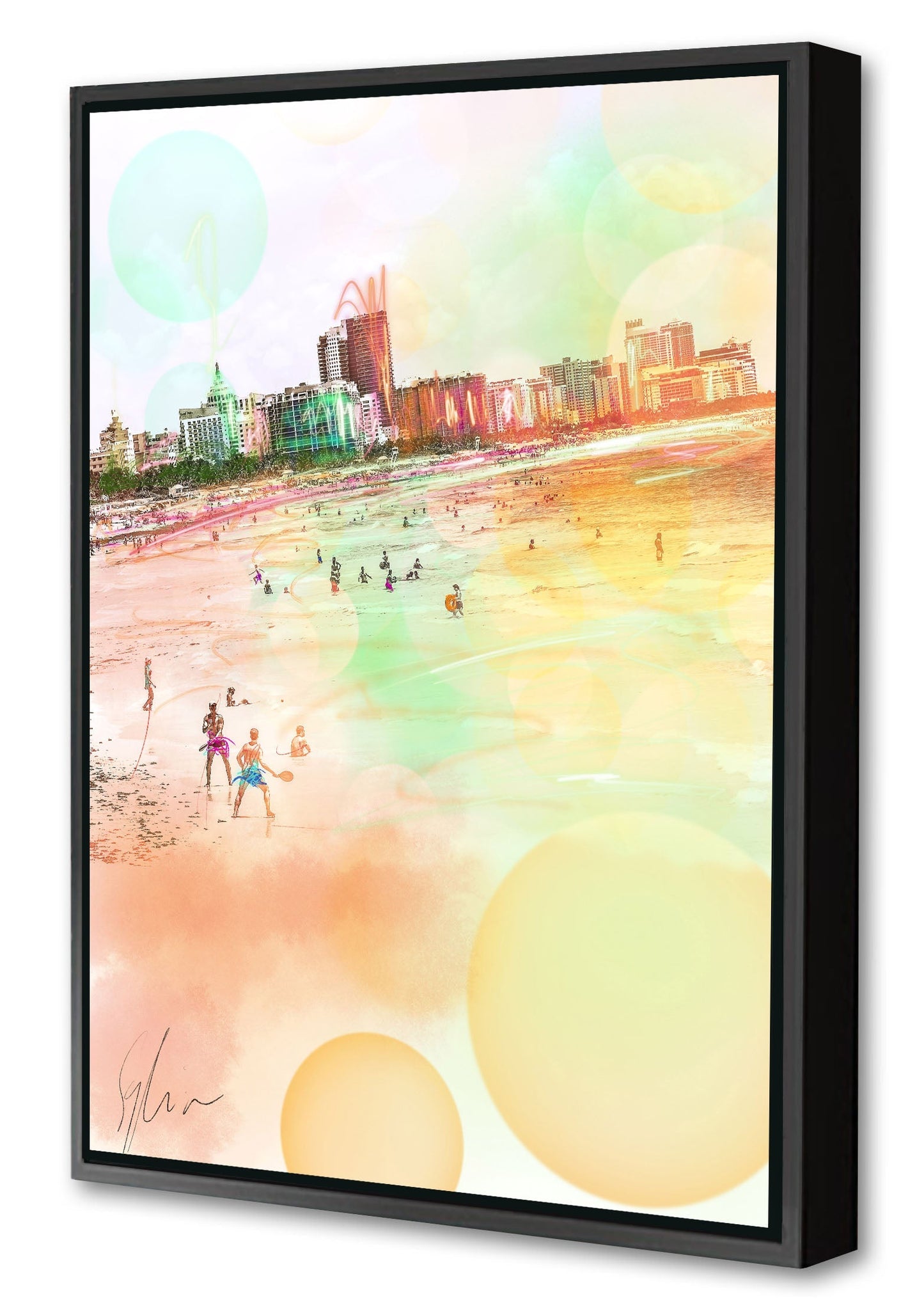 Beach Life South Beach-print, sophia-rein-Canvas Print with Box Frame-40 x 60 cm-BLUE SHAKER