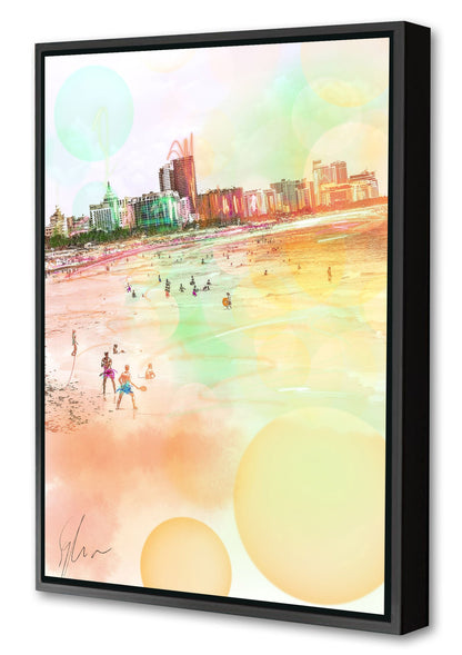 Beach Life South Beach-print, sophia-rein-Canvas Print with Box Frame-40 x 60 cm-BLUE SHAKER