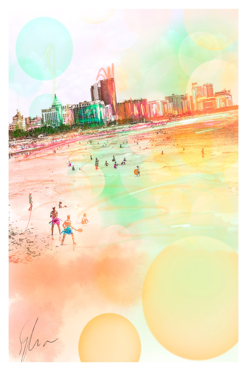Beach Life South Beach-print, sophia-rein-Print-30 x 40 cm-BLUE SHAKER