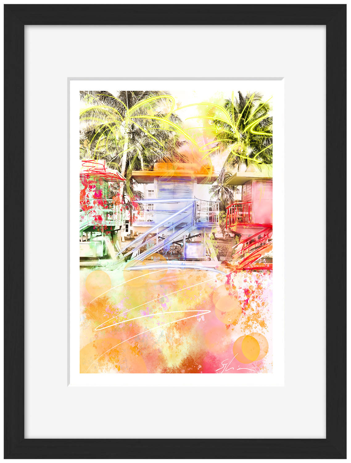 Good Morning Miami Beach-print, sophia-rein-Framed Print-30 x 40 cm-BLUE SHAKER