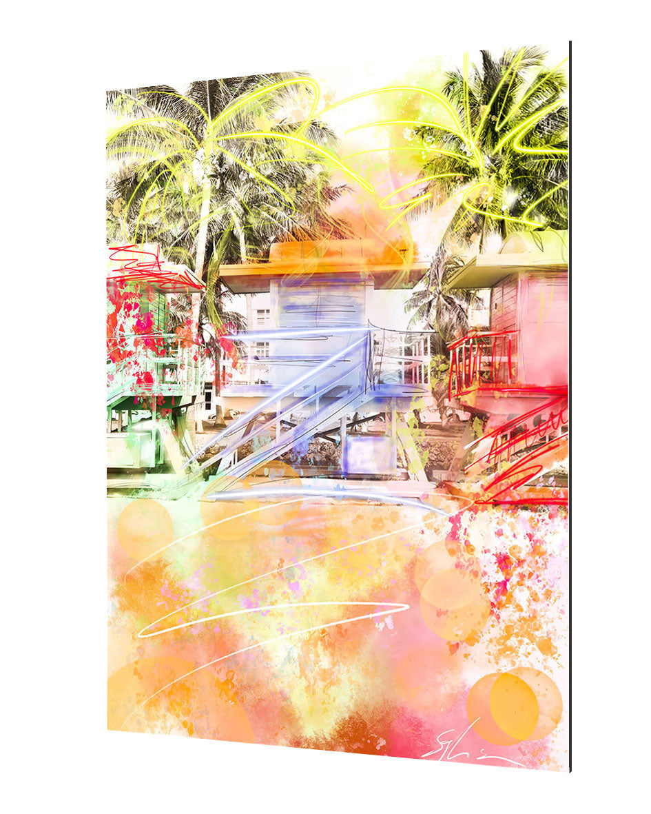 Good Morning Miami Beach-print, sophia-rein-Alu Dibond 3mm-40 x 60 cm-BLUE SHAKER
