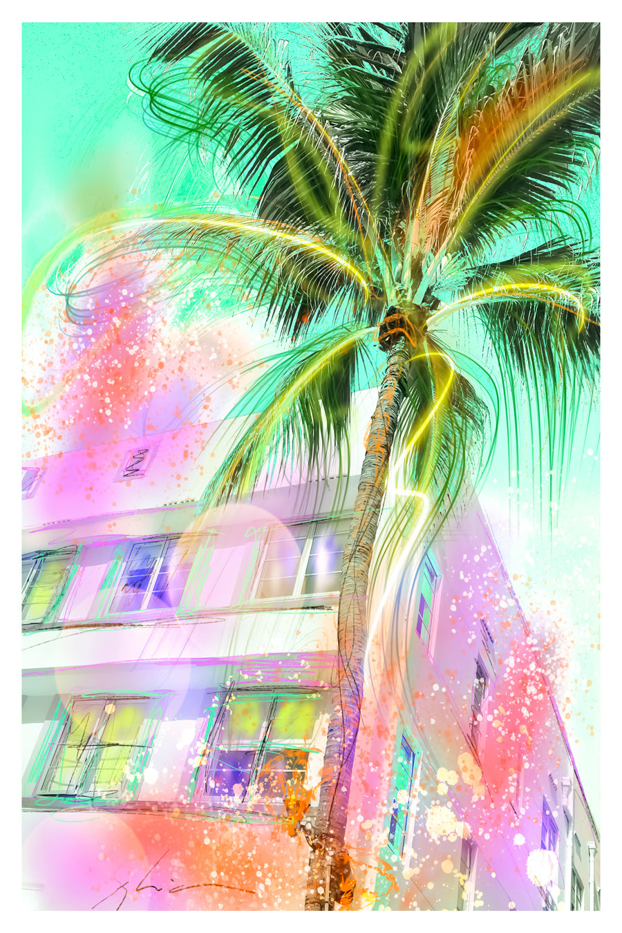 Ocean Drive Miami Beach-print, sophia-rein-Print-30 x 40 cm-BLUE SHAKER