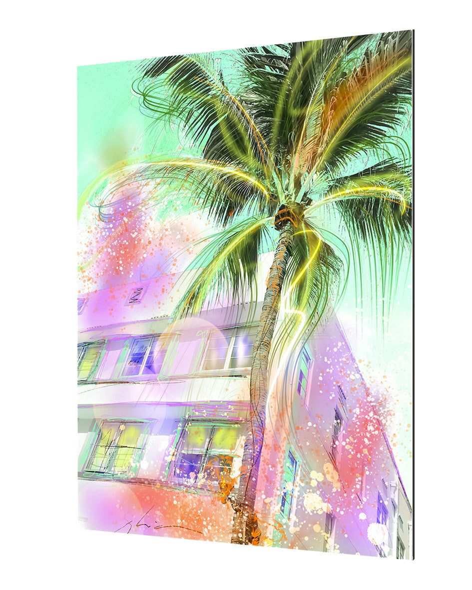 Ocean Drive Miami Beach-print, sophia-rein-Alu Dibond 3mm-40 x 60 cm-BLUE SHAKER