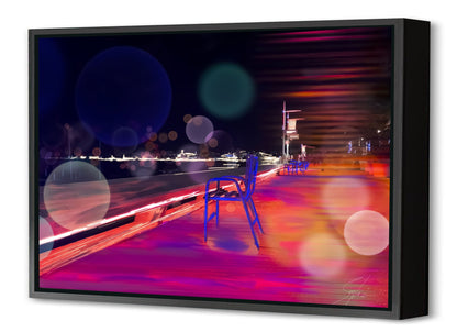 Riviera by Night Cannes-print, sophia-rein-Canvas Print with Box Frame-40 x 60 cm-BLUE SHAKER