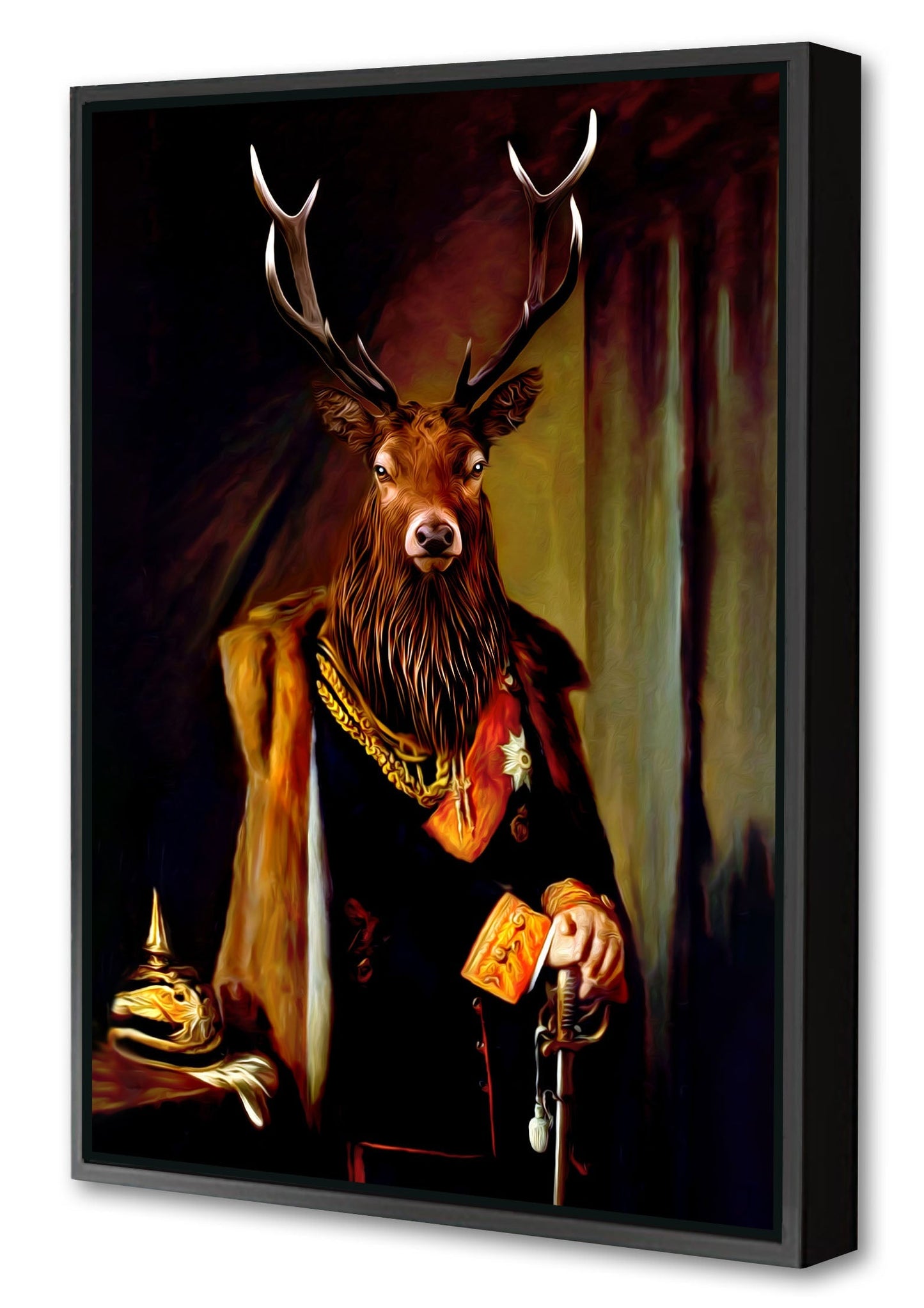 Stag-print, tein-lucasson-Canvas Print with Box Frame-40 x 60 cm-BLUE SHAKER