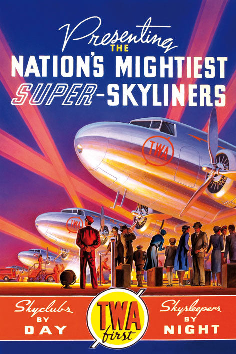 TWA Skyliners-airlines, print-Print-30 x 40 cm-BLUE SHAKER