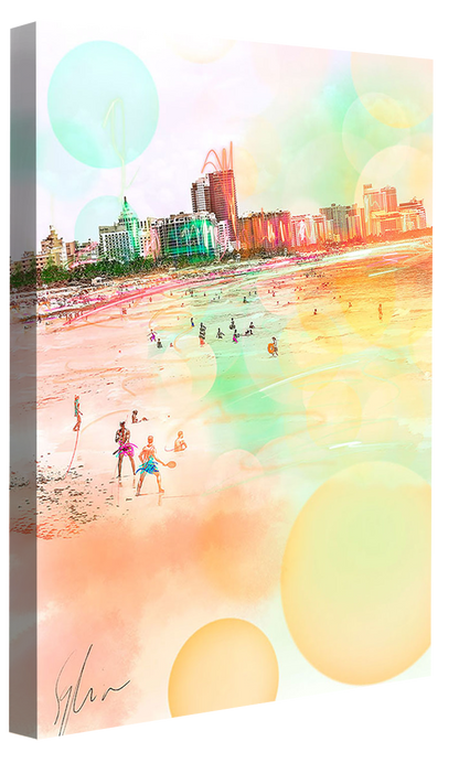 Beach Life South Beach-print, sophia-rein-Canvas Print - 20 mm Frame-50 x 75 cm-BLUE SHAKER