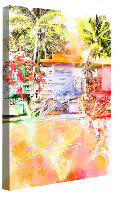 Good Morning Miami Beach-print, sophia-rein-Canvas Print - 20 mm Frame-50 x 75 cm-BLUE SHAKER