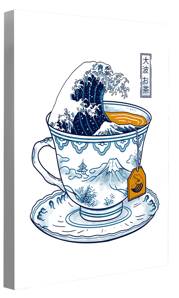 Great Kanagawa Tea-print, vincent-trinidad-Canvas Print - 20 mm Frame-50 x 75 cm-BLUE SHAKER