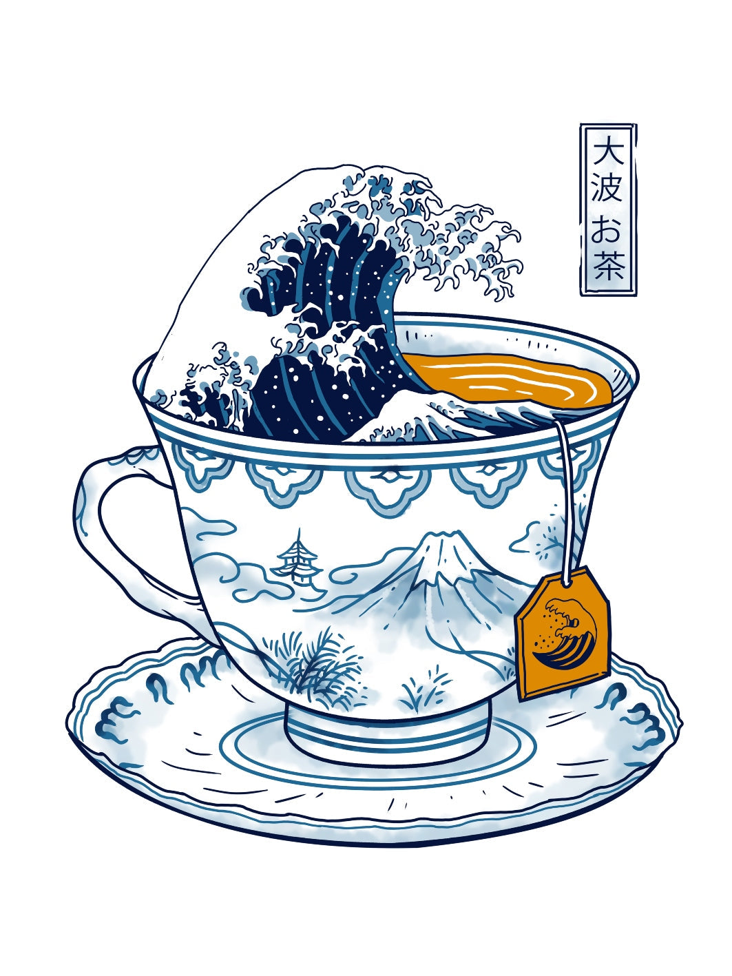 Great Kanagawa Tea-print, vincent-trinidad-Print-30 x 40 cm-BLUE SHAKER
