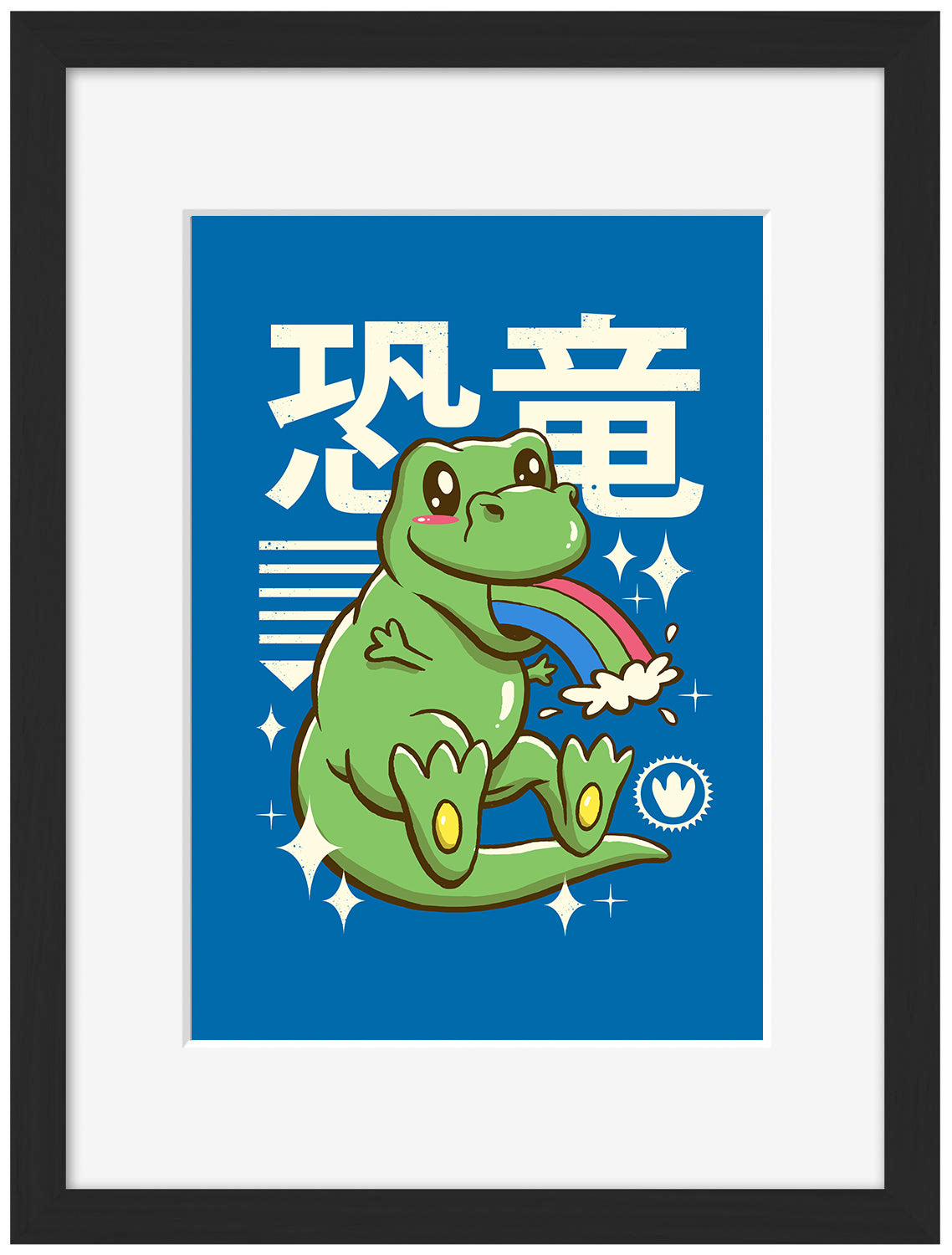 Kawaii T-Rex-print, vincent-trinidad-Framed Print-30 x 40 cm-BLUE SHAKER