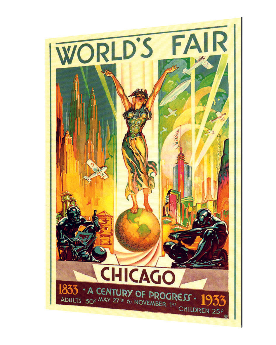 World Fair CHICAGO 1933-expositions, print-Alu Dibond 3mm-40 x 60 cm-BLUE SHAKER
