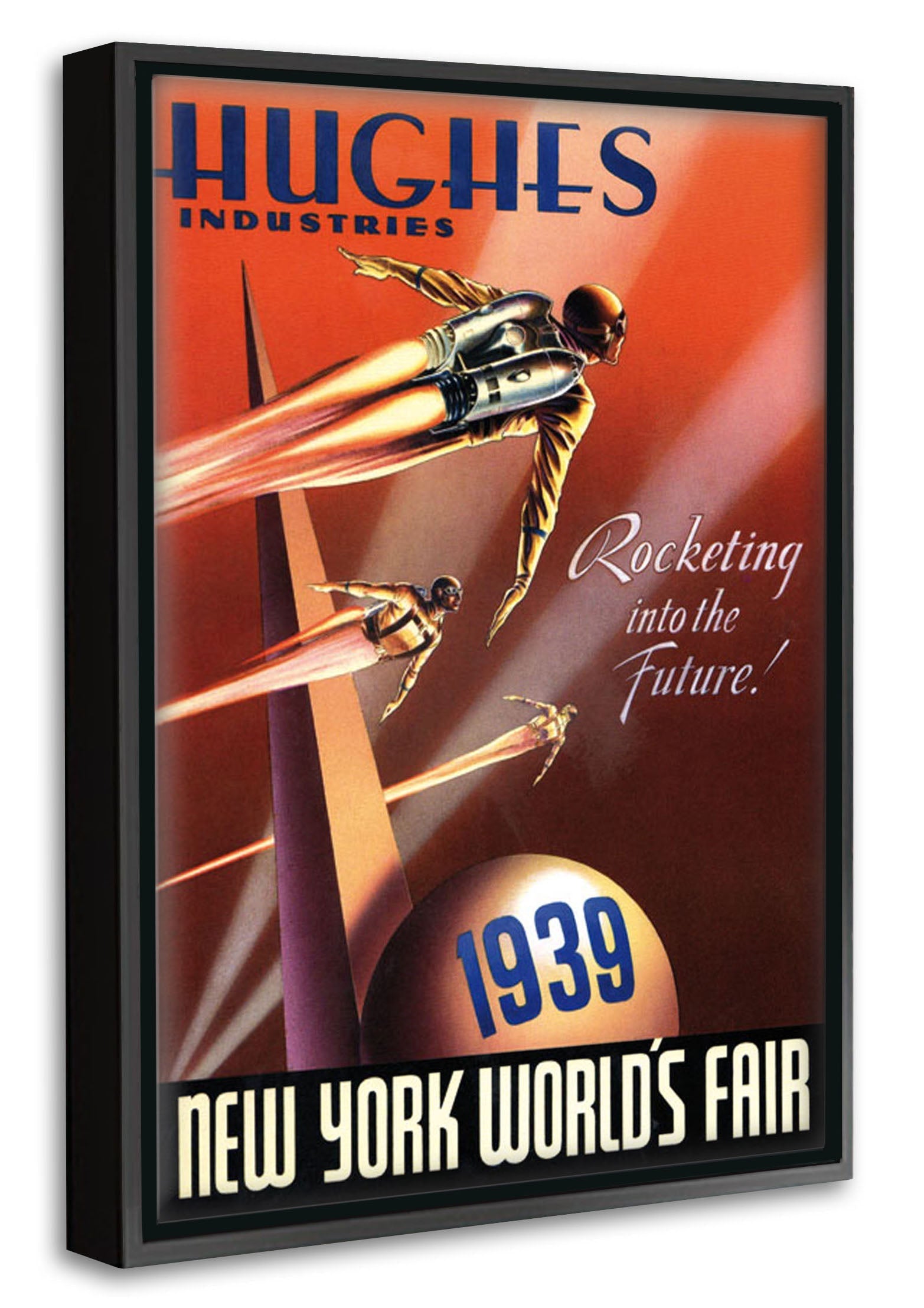World Fair NEW YORK 1939-expositions, print-Canvas Print with Box Frame-40 x 60 cm-BLUE SHAKER