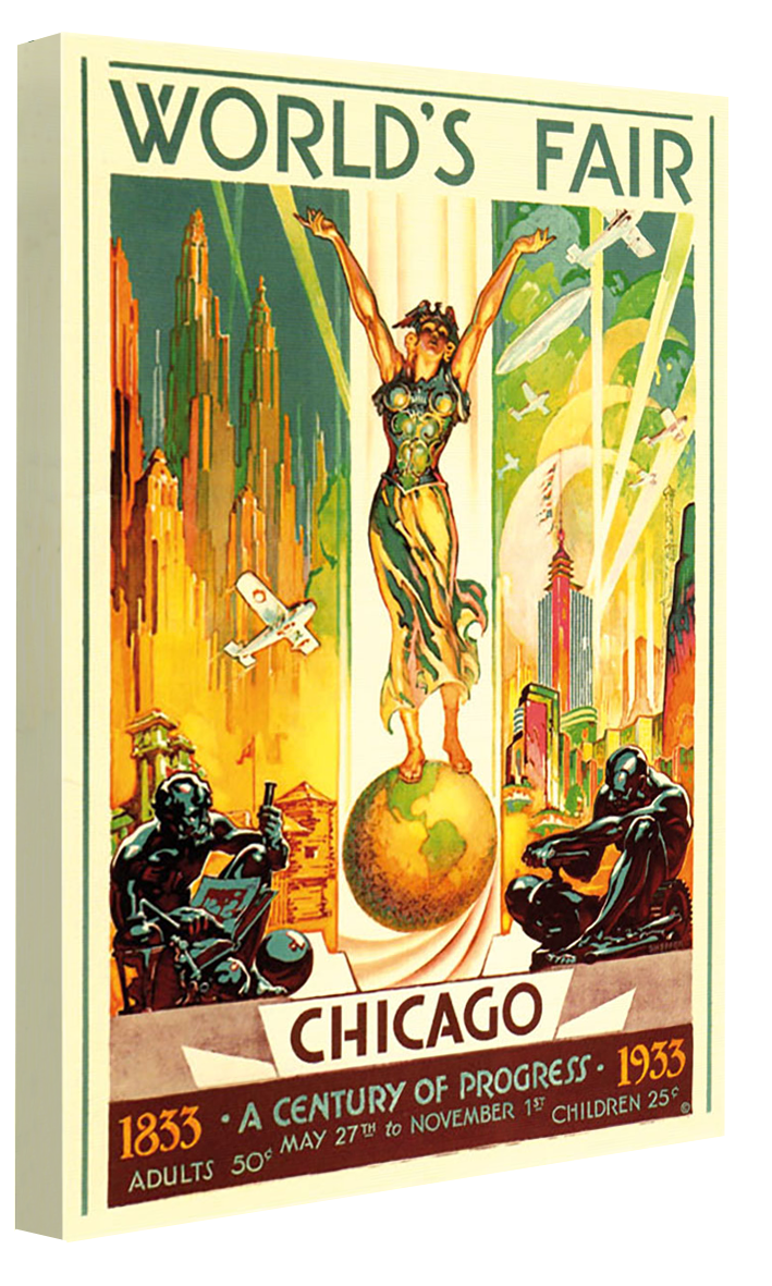 World Fair CHICAGO 1933-expositions, print-Canvas Print - 20 mm Frame-40 x 60 cm-BLUE SHAKER