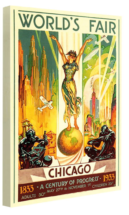 World Fair CHICAGO 1933-expositions, print-Canvas Print - 20 mm Frame-40 x 60 cm-BLUE SHAKER