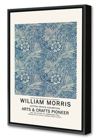 William Morris 12-expositions, print-Canvas Print with Box Frame-40 x 60 cm-BLUE SHAKER
