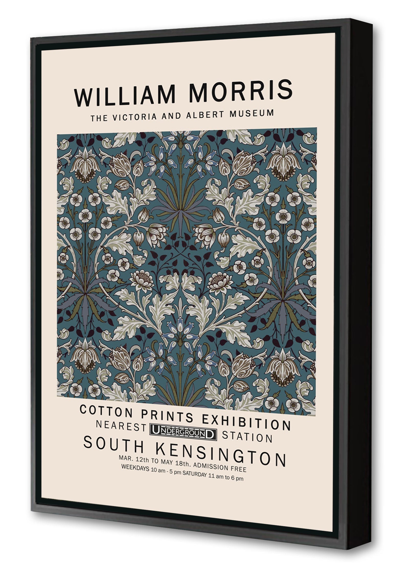 William Morris 15-expositions, print-Canvas Print with Box Frame-40 x 60 cm-BLUE SHAKER