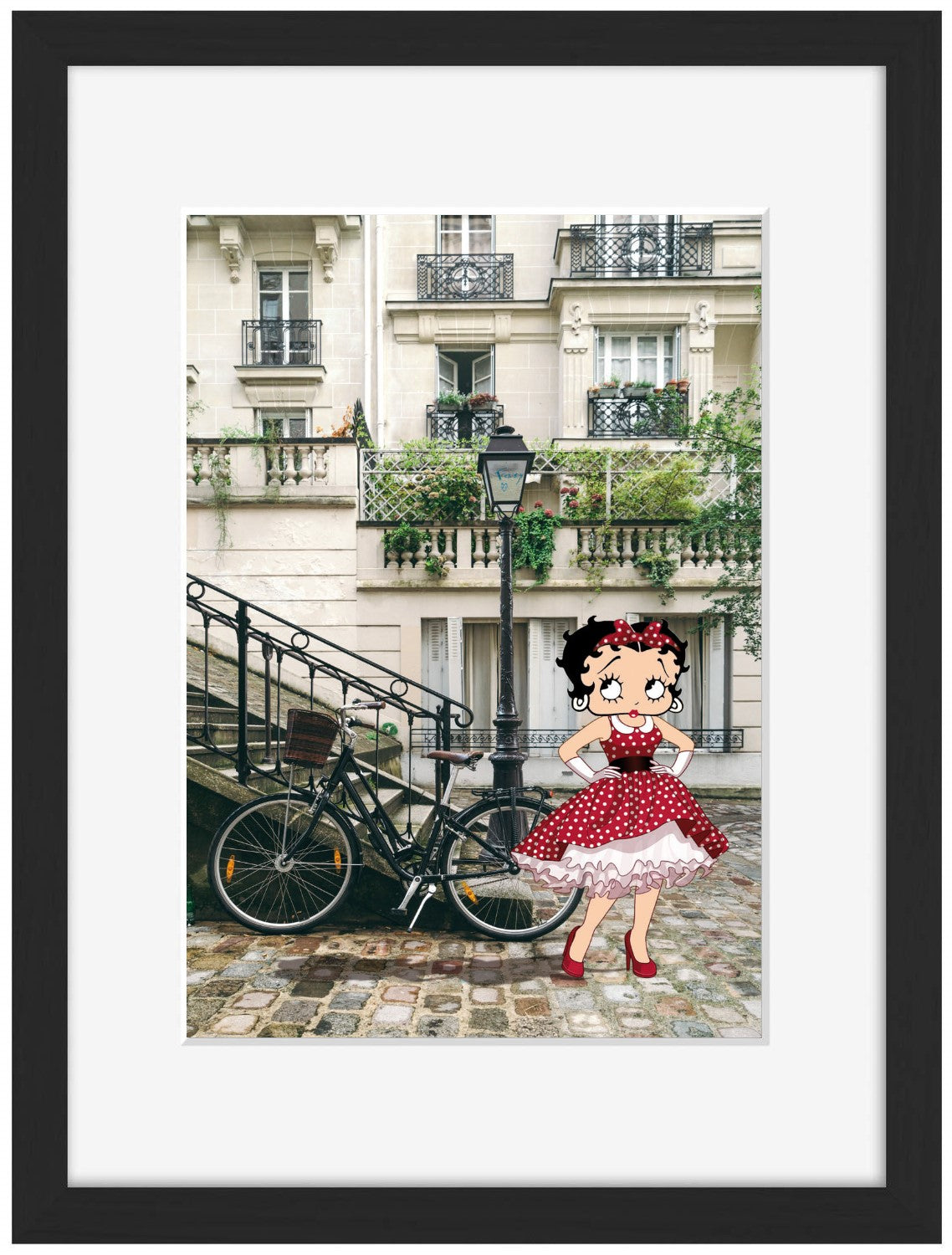 Betty Boop à Paris-comics-town, print-Framed Print-30 x 40 cm-BLUE SHAKER