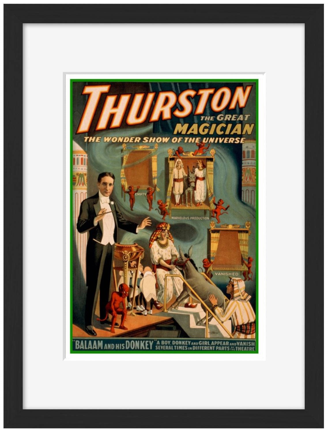 Thurston - Balaam and his Donkey-magic, print-Framed Print-30 x 40 cm-BLUE SHAKER