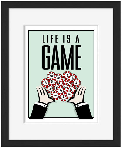 Life is a game-monopoly, print-Framed Print-30 x 40 cm-BLUE SHAKER